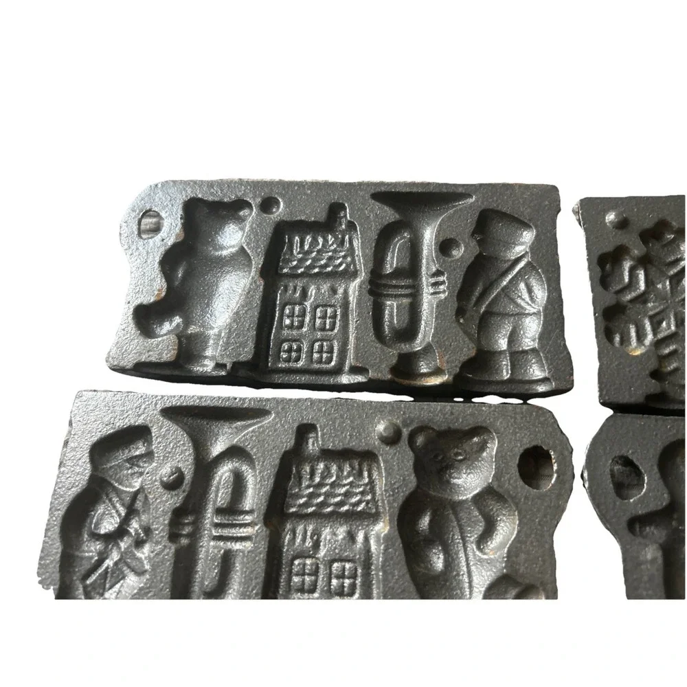 John Wright Cast Iron Candy Mold Christmas Gingerbreas Snowflake Drummer Boy